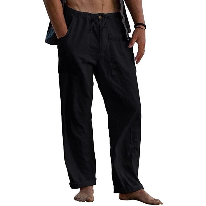 Pantalon en lin noir homme sale