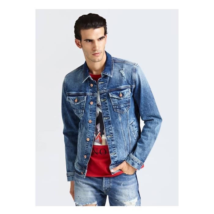veste en cuir guess homme