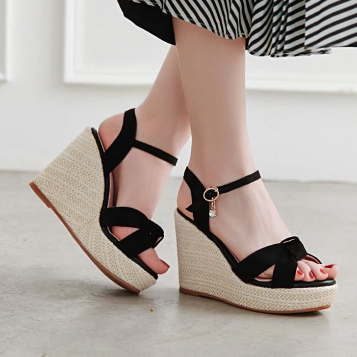 Chaussures plates talons compens s bouts ouverts pour femmes