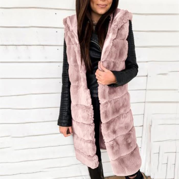 Gilet sans manches en fausse fourrure pour femmes Gilet sans