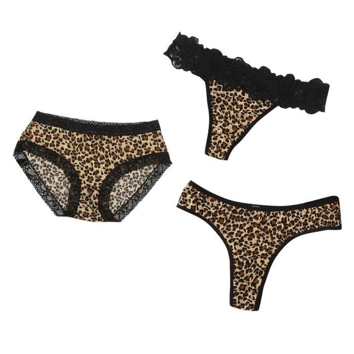 Ensemble Lingerie Femme 2 Pièces GORGLITTER - Motif Léopard, Dentelle Transparente, Dos Nu, Soutien-gorge Et Culotte