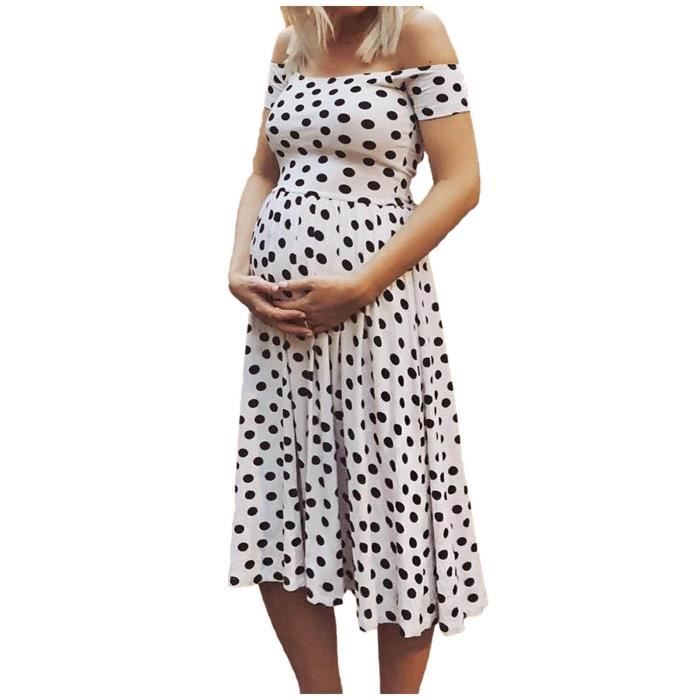 Robe D'Allaitement Et Grossesse Smallshow – Manches Courtes Volants, Col Rond, Confort Été