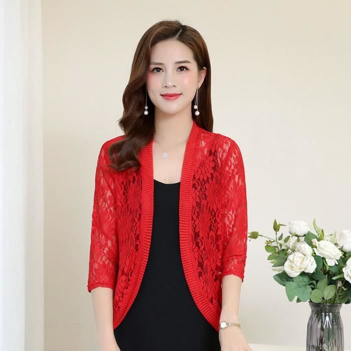 Cardigan Boléro NaLatia Femme - Mousseline Léger Manches 3/4 - Gilet Élégant Open Front