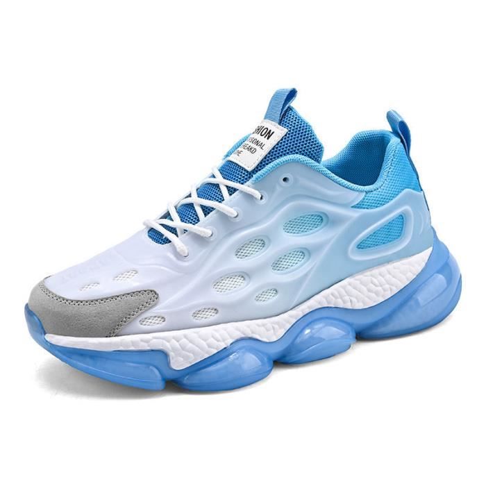 KIANII Semelle Épaisse Coussin Dair Rehaussant Chaussures Décontractées Pour Hommes-Bleu