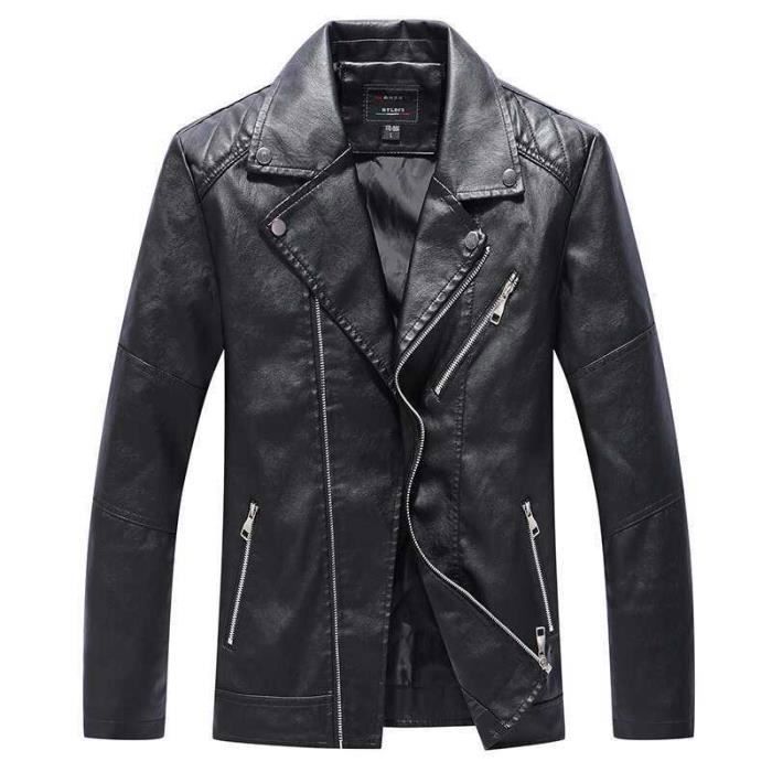 Veste simili cuir noir homme outlet