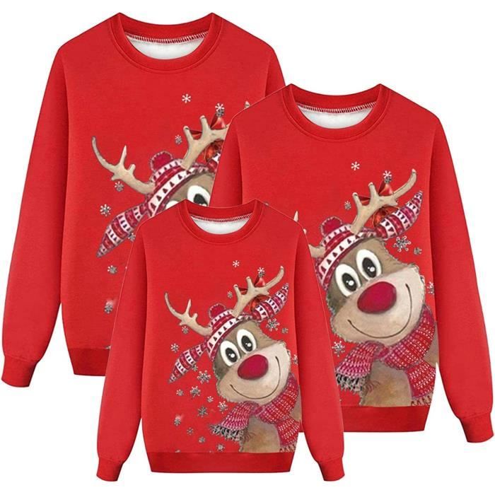 SWEATSHIRT Pull de Noel Moche Ensemble Familial Sweat a Manches Longues Sweat imprime de Noel Ensemble Familial Nouvel an hommes