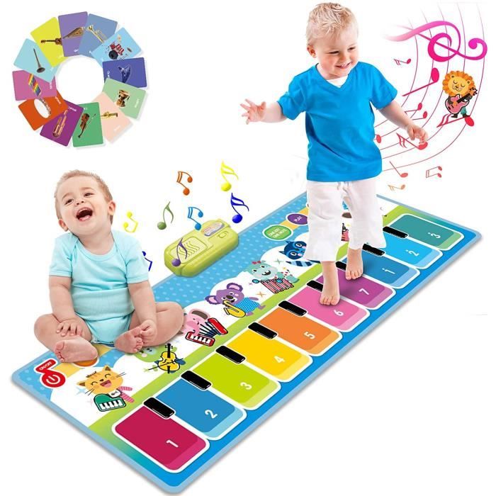 Tapis Musical Piano Bébé - 10 Mélodies, 7 Animaux - Jouet Éveil 1-3 Ans (110x36cm)