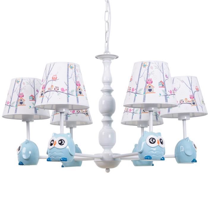 Suspension Plafonnier Enfant Lustre Conception Abat Jour Blanc En Tissu Decore Des Chouette Vivants Pour Chambre Bebe Fille Garcon Cdiscount Maison