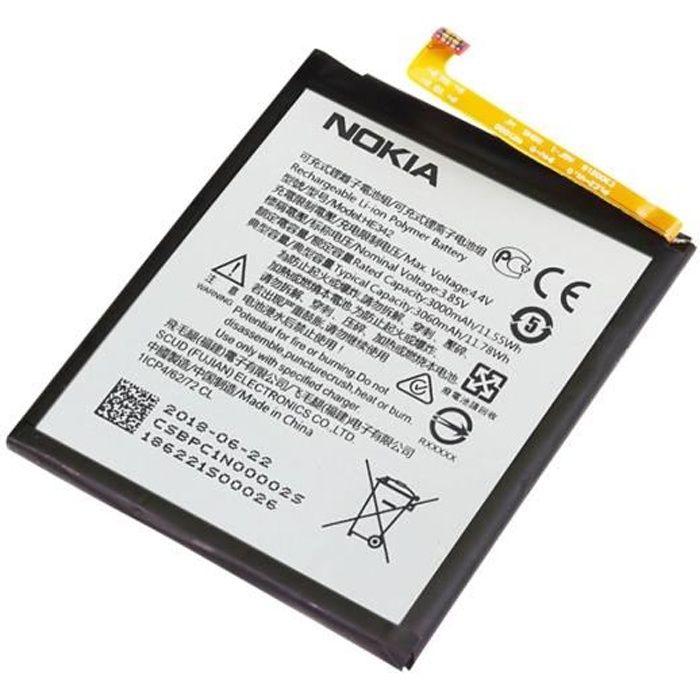 Batterie Interne Nokia 7.1 / 5.1 Plus / 6.1 Plus 3000mAh Original HE342 Blanc