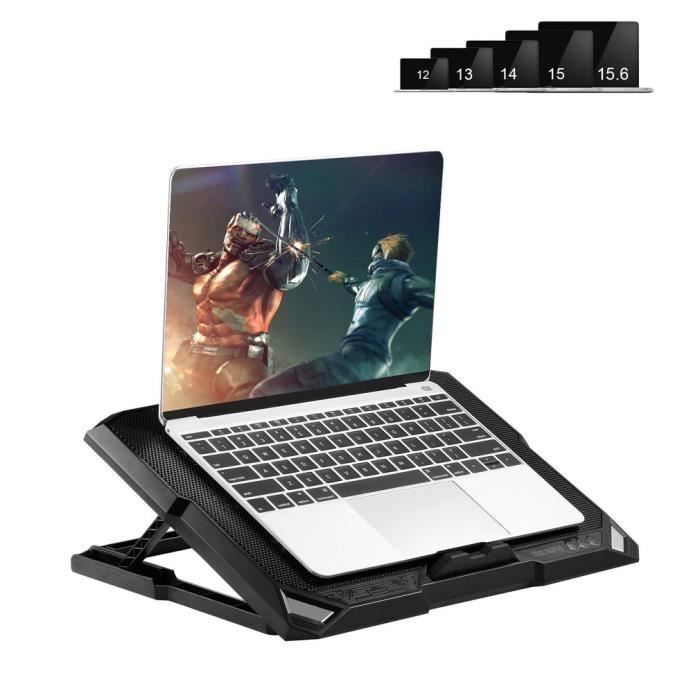 Support Pour Ordinateur Topmate Refroidisseur Pour Ordinateur Portable Notebook Cooler Stand 5 X Ventilateurs 2 X USB 10-15.6" POUCES Noir