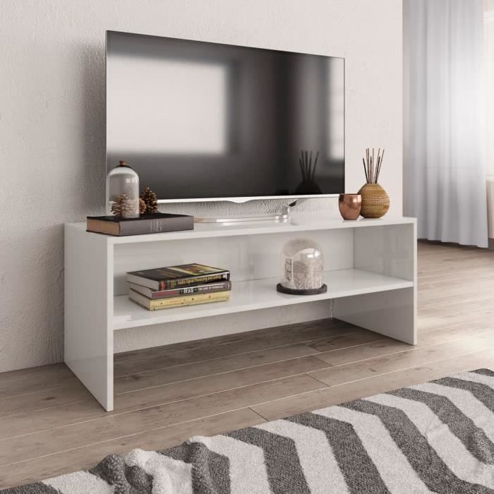 Moderne TV Floor Unité Armoire socle blanc brillant Portes & Matt 100 cm Buffet Moderne TV Floor Unité Armoire socle blanc brillant Portes & Matt 100 cm Buffet