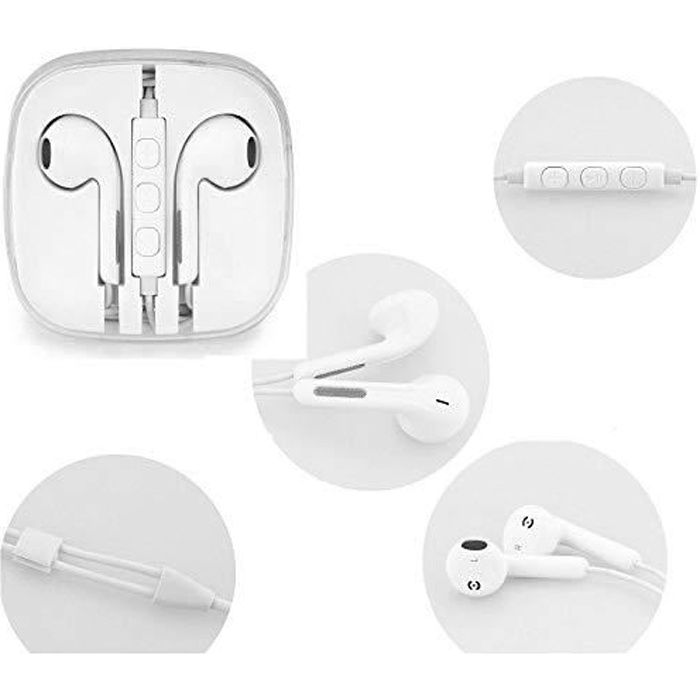 Kit mains libres - Ozzzo - Blanc - Écouteur avec micro - Compatible iPhone SE 2020 - Filaire