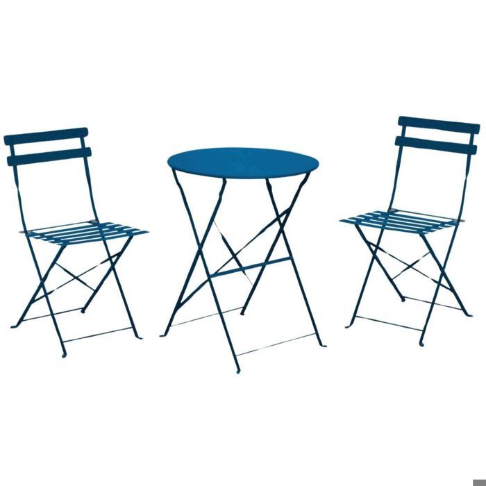 Ensemble Guéridon de jardin Cuba Ø 60 cm - bleu + 2 Chaises pliante Cuba Ensemble Guéridon de jardin Cuba Ø 60 cm - bleu + 2 Chaises pliante Cuba
