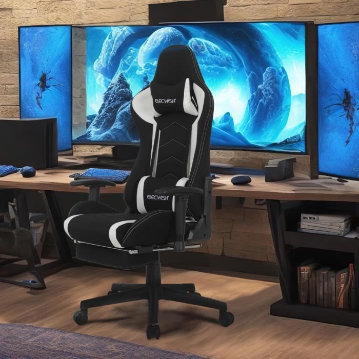 PULUOMIS Chaise gaming, Fauteuil gamer ergonomique, Chaise de bureau, Appuitête, Support