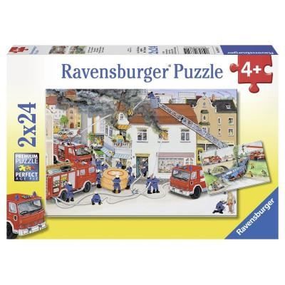 Puzzles Enfant - RAVENSBURGER - Accident de la Route et Incendie en Ville - 24 pièces