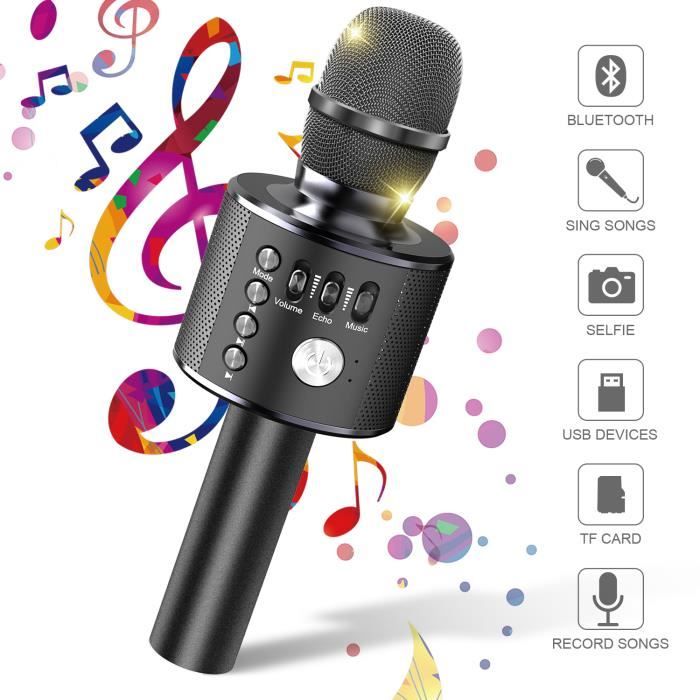 microphone pour enfants pour chanter machine de karaoké pour enfants avec microphone portable Rouge microphone Bluetooth sans fil avec haut-parleur Microphone pour enfants