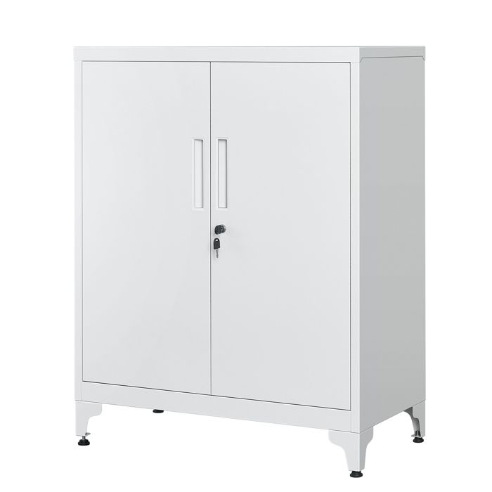 Caisson de Bureau Placard Polyvalent Armoire de Bureau à 2 Portes Verrouillable Meuble de Rangement en Acier Gris Caisson de Bureau Placard Polyvalent Armoire de Bureau à 2 Portes Verrouillable Meuble de Rangement en Acier Gris