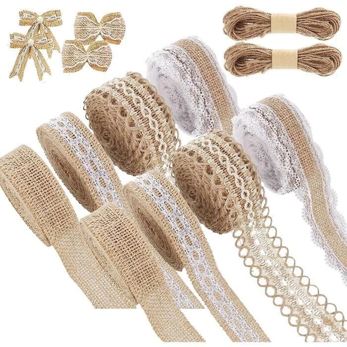 8 Rouleaux Ruban Dentelle Vintage Coton 5m - Blanc 4 Tailles (1,2cm à 2cm) - Décoration Craft