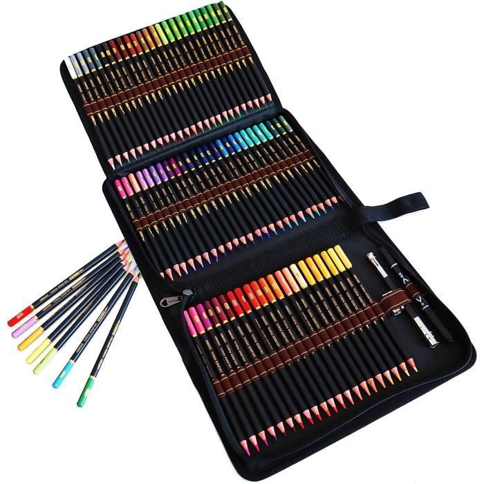 Crayons De Couleurs Aquarellables 120 Couleurs - Kit Pro Avec Trousse Et Livre De Coloriage Pour Adultes