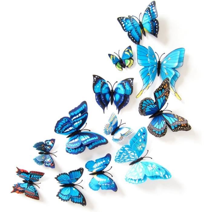Lot De 18 Autocollants Muraux Papillons - 3 Feuilles A4, Vert, Déco Chambre Enfant Ou Salon