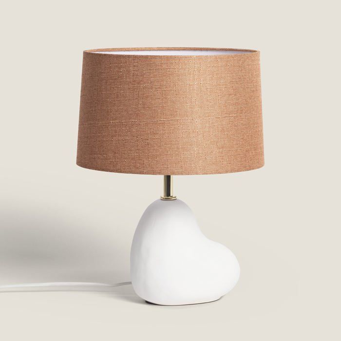 Lampe à Poser Ceramique et Lin Bulga Blanc