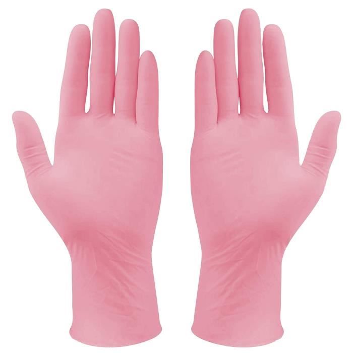Gants Nitrile Jetables Taille M Couleur Rose Sans Poudre, Latex Et Talc  (Boite De 100) Gloves Plastique Chirurgicaux Pour Cui[H875] - Cdiscount Auto