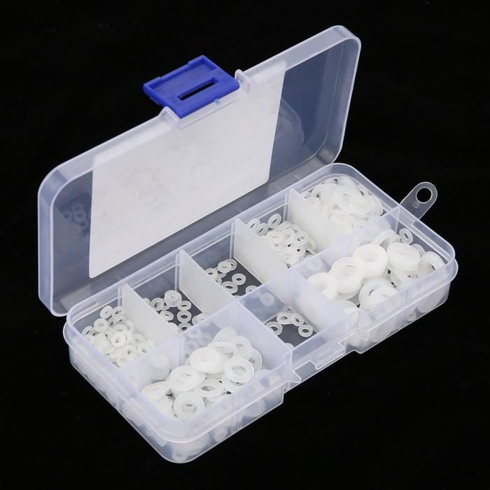 GOTOTOP Entretoise en nylon 350pcs Kit de bague de joint plat en nylon