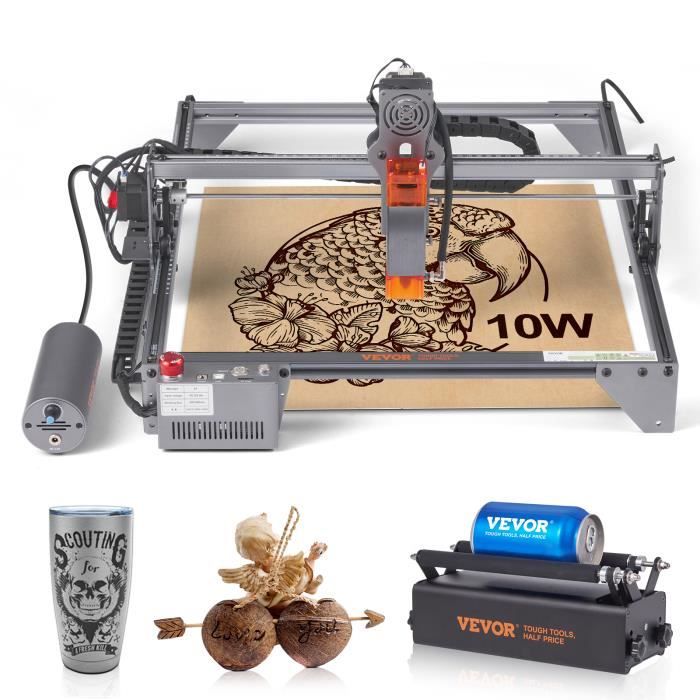 Graved Machine Machine à graver laser - VEVOR - A7 - 10 W - 40 x 40 cm - Rouleau ...