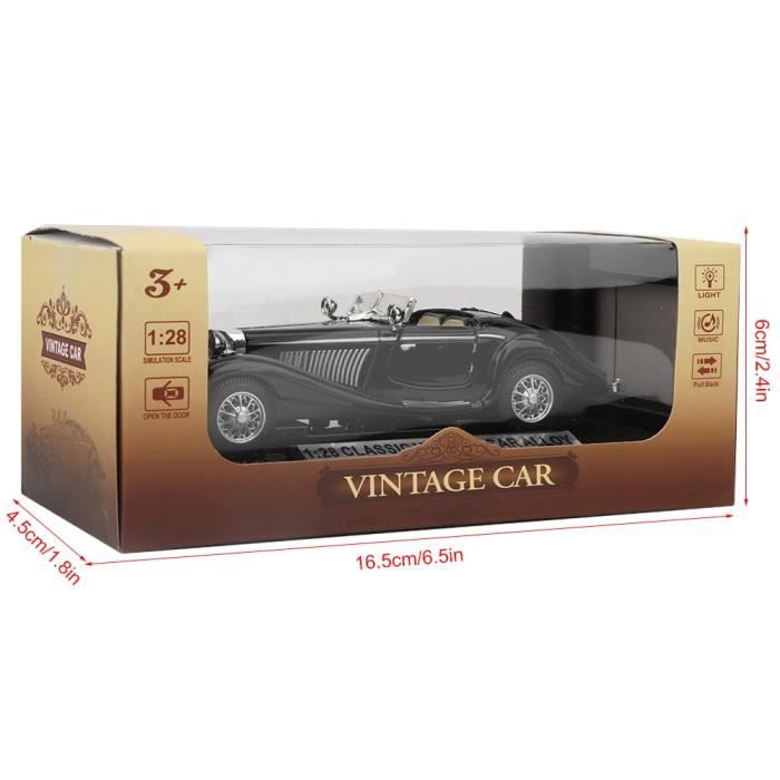 Voiture Miniature Vintage En Alliage – Modèle Haute Simulation Avec Lumière Et Son, Pile Incluse, Blanc 16,5 Cm