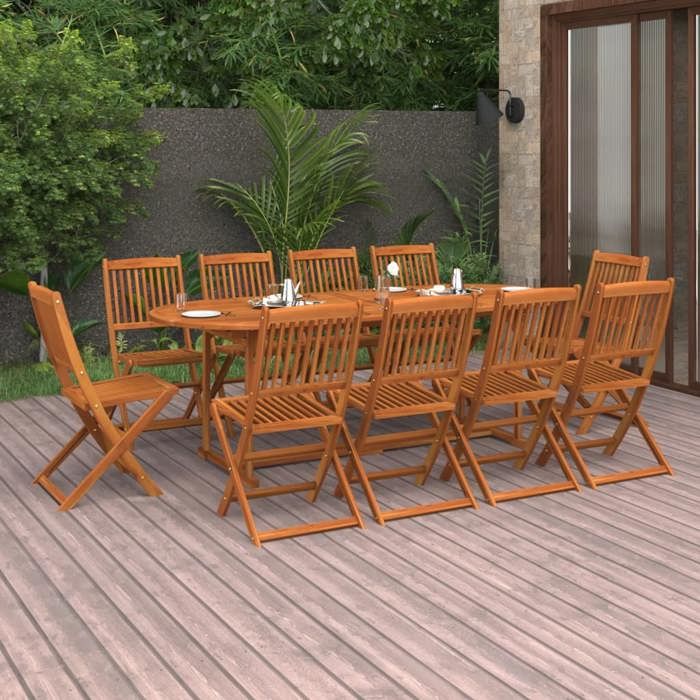 vidaXL Ensemble à manger jardin 11 pcs Acacia - vue 2