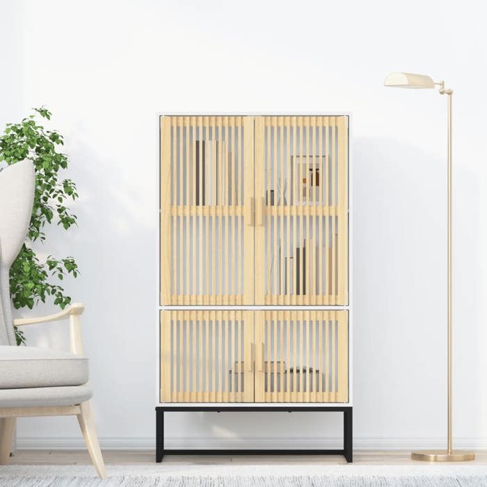 vidaXL Buffet haut blanc 70x35x125 cm bois dingénierie buffet meuble de rangement placard armoire meuble de salon 352139