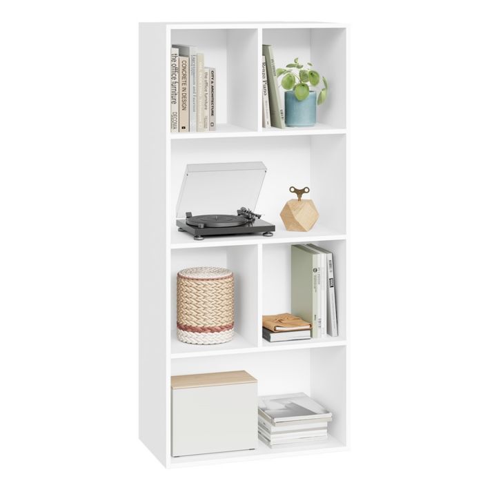 Bibliothèque armoire WOLTU - Meuble de rangement avec 6 compartiments - Blanc