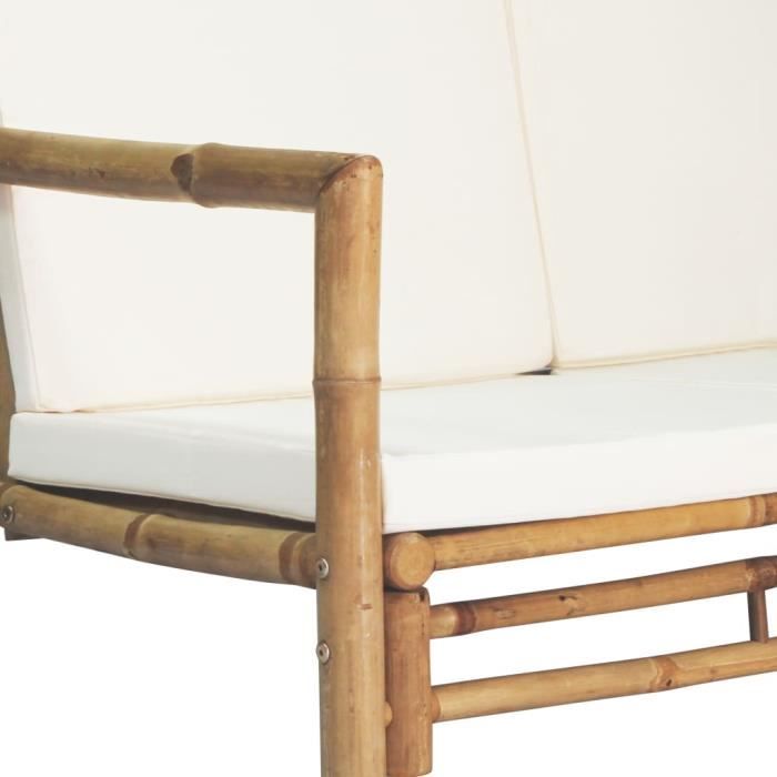 lac - sièges de jardin - canapé de jardin à 2 places avec coussins bambou