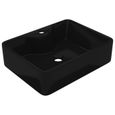 🐣6109Lavabo Vasque à poser Salle de Bain Lave Main Haut de Gamme carré à trou pour robinet - Noir pour salle de bain-1