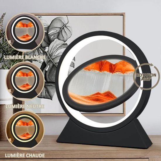 IGTOPS Images de sable LED à faire tourner à 360°, Image de sable dynamique 3D avec lumière, Peinture de sable fluide de 24 cm Moving Mountains, Sandscape - L'art du sable en eaux profondes, Image de
