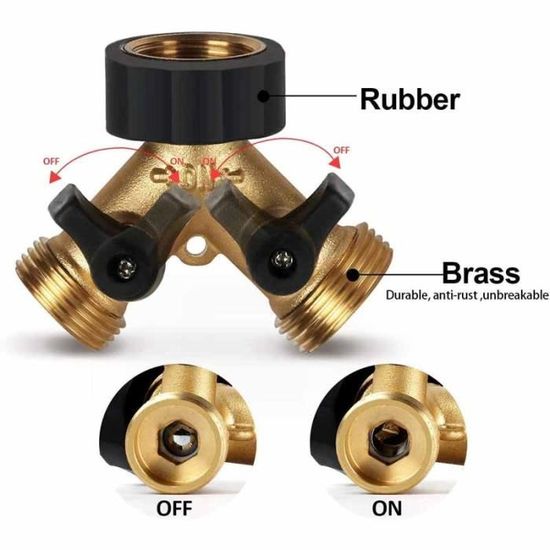 Flintronic Robinet Double Machine a Laver, 3/4 2 Voies Raccord en Y