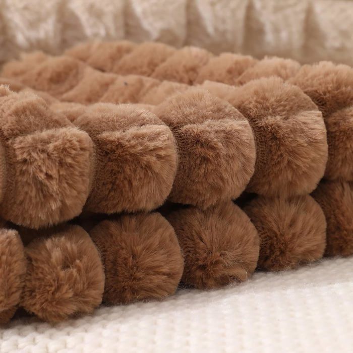 Lot De 2 Housses De Coussin En Fausse Fourrure Sherpa - 45,7 X 45,7 Cm Beige - Ultra Douces Et Réversibles Velours - 7