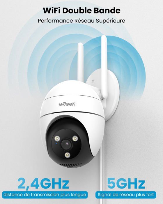 Caméra Surveillance Extérieure IeGeek 2K - Solaire, WiFi, Détection Humaine PIR, Vision Nocturne Couleur