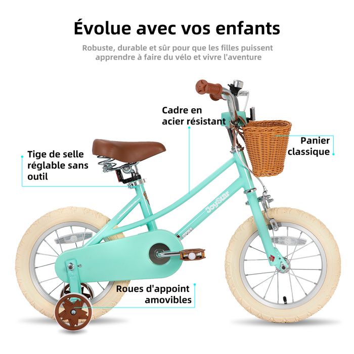 Vélo JOYSTAR Pour Filles 12 à 20 Pouces – Roues D’appoint, Panier, Plusieurs Couleurs, 2 à 11 Ans