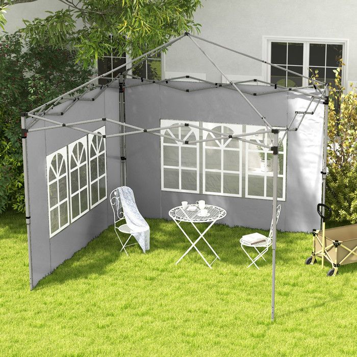 Lot 4 Parois Latérales Tonnelle 3x4m Crème - Fenêtres UV Protection Avec Crochets