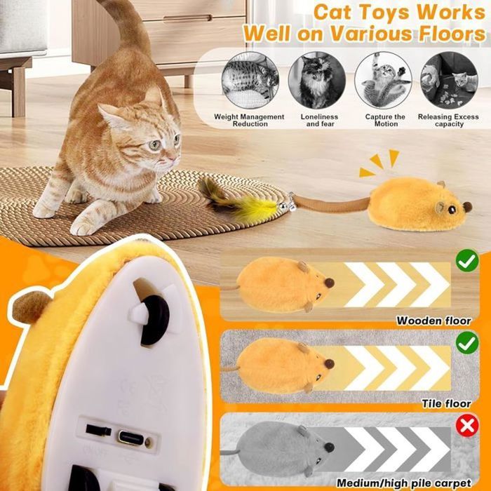 Jeux pour Chat Souris électrique USB avec Souris à Détection