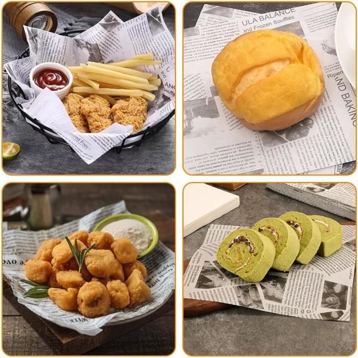 Yuejuhe 200 Feuilles Papier Emballage Alimentaire, Papier à Frites Pour