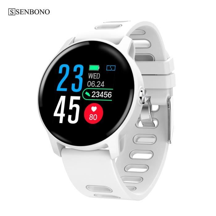 Montre connectee SENBONO S08 IP68 etanche montre intelligente hommes Fitness Tracker moniteur de frequence cardiaque Type black Cdiscount Telephonie
