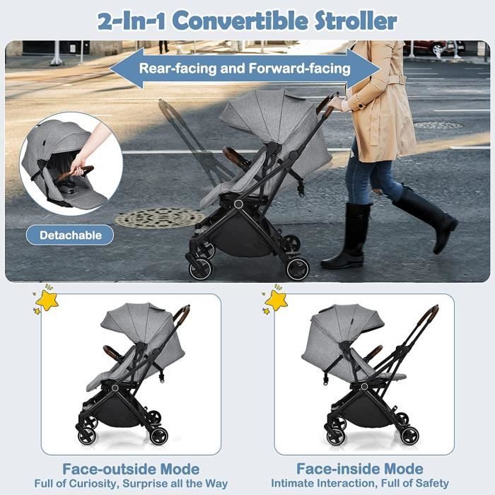 GOPLUS Poussette Pliable avec Si ge Rotatif 360 avec Dossier
