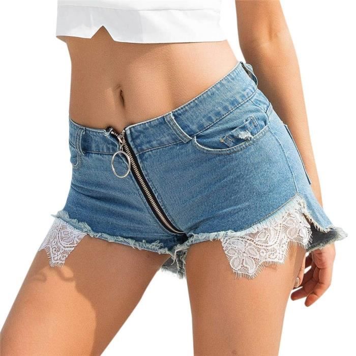 Short en sales jean dentelle femme