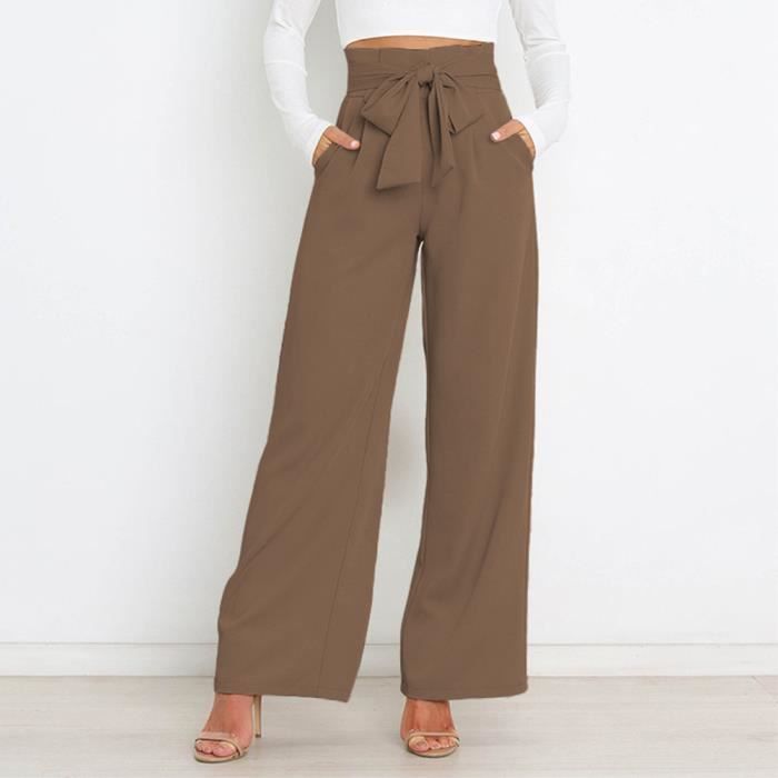 Pantalon Femme Chic et Elegant Larges Taille Haute Ample Pantalons avec  Boucle Invisible et Fermeture Éclair Droit Pant F Styel f - Cdiscount  Prêt-à-Porter