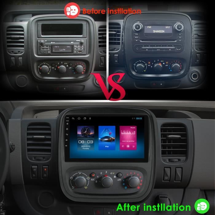 2+32G Lecteur multimédia de voiture Android pour Opel Vivaro B/Renault  Trafic 3 2014-2021 GPS Navi stéréo Audio tête unité AutoRadio - Cdiscount  Auto