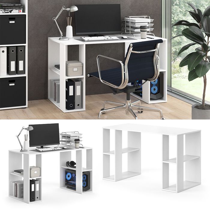Bureau Arian Vicco Blanc 130x60cm Avec étagère – Neuf – Pour Adulte Ou Ado