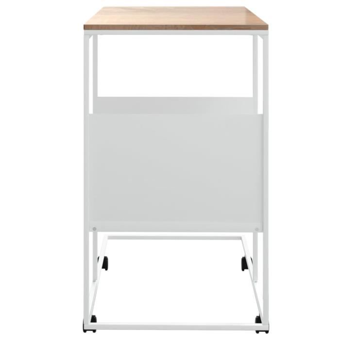 GES - Tables basses - Table d'appoint et roues Blanc 55x36x63,5 cm Bois ...
