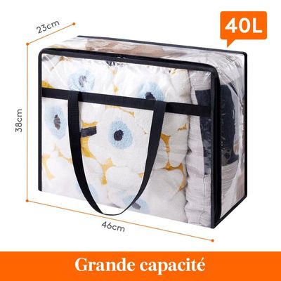 VOSSOT 5PCS Lot Sacs De Rangement Ziplock Refermables, 3 Grands 60×80 Cm + 2 Moyens 40×60 Cm Sacs Plastique PE Épais Transparent Imperméables Réutilisables Pour Vêtements, Couettes, Literie, Voyage